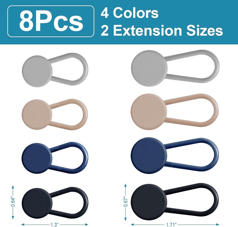 KUNTAERY 8PCS Button Extenders for Jeans, Pants Waistband Expanders, Instant Waist Extender Buttons for Women and Men, No Sew Jeans Waist Extension 1-1.4 Inches - Image 2